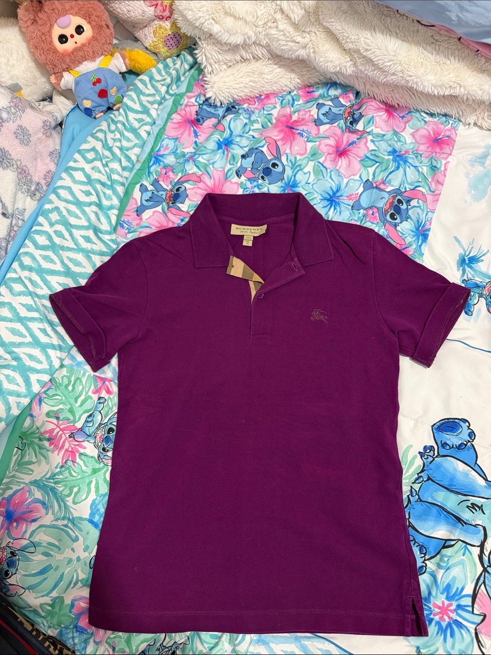 Burberry Brit Plum Polo Shirt women size XS fit XS- -S